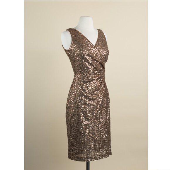 Ralph Lauren Gold Sequin Dress 2 - Picture 2 of 10